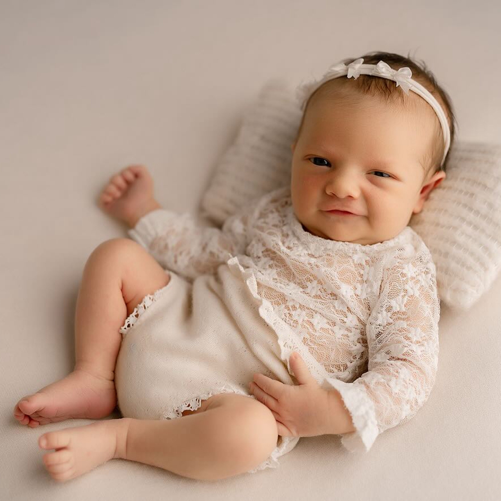 Photography Vintage Style - Newborn Photo Props White Lace Romper