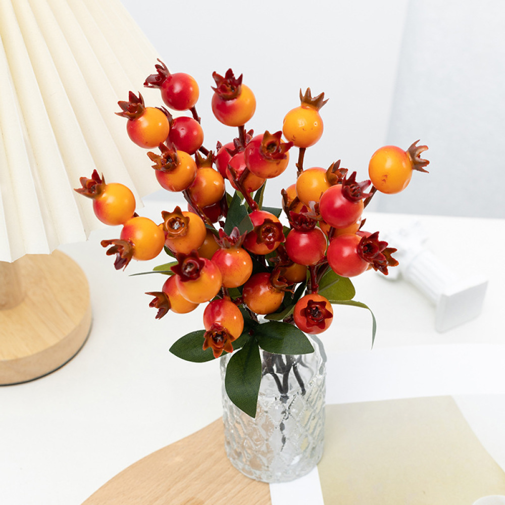 Photography Yellow - Lifelike Artificial Pomegranate Branch Red Yellow