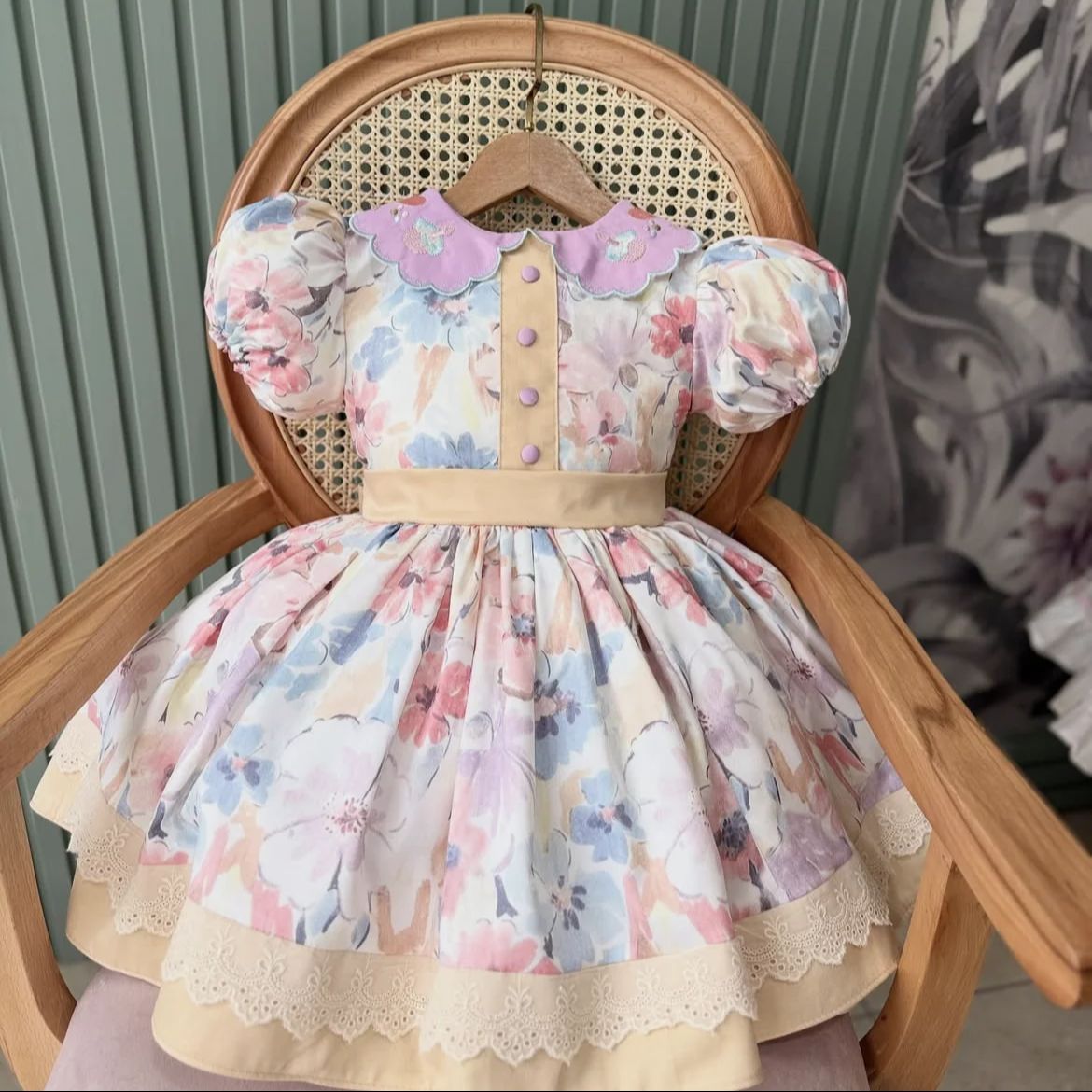 Photography Vintage Style - 0-12Y Baby Girl Summer Collar Embroidery