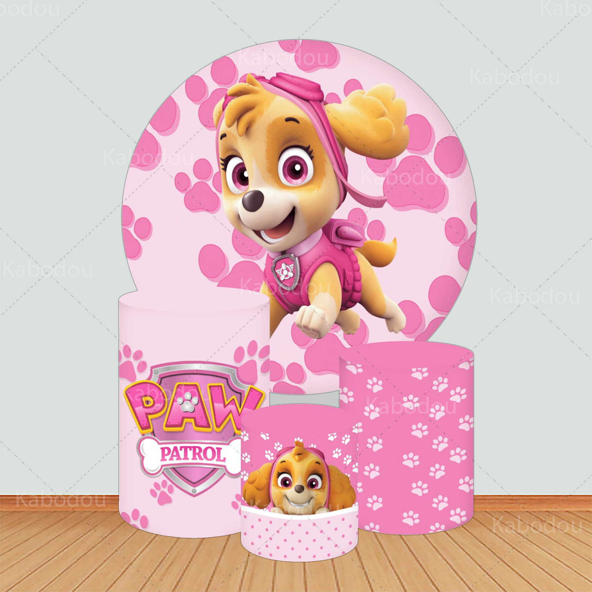 Photography Aesthetic - Patrols Round Backdrop Pink Skye Dog
